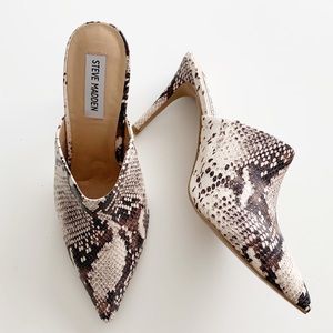 Steve Madden Snakeskin Mules Deuces Heels NWOB